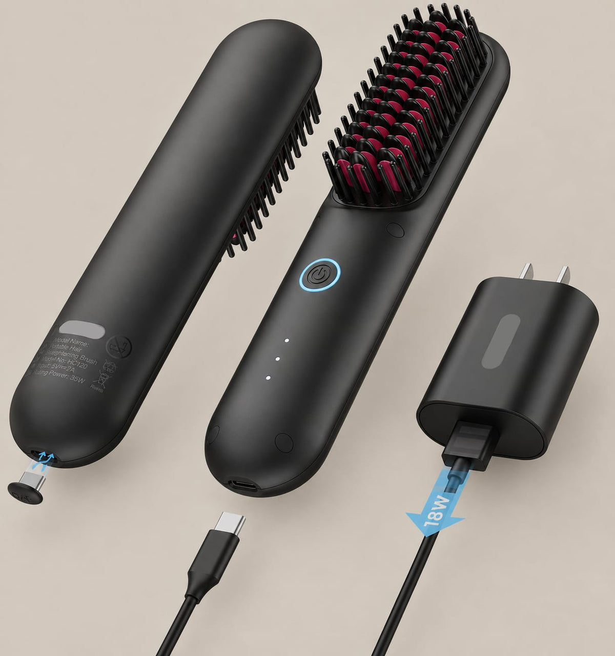 Wireless Hair Straightener Brush
