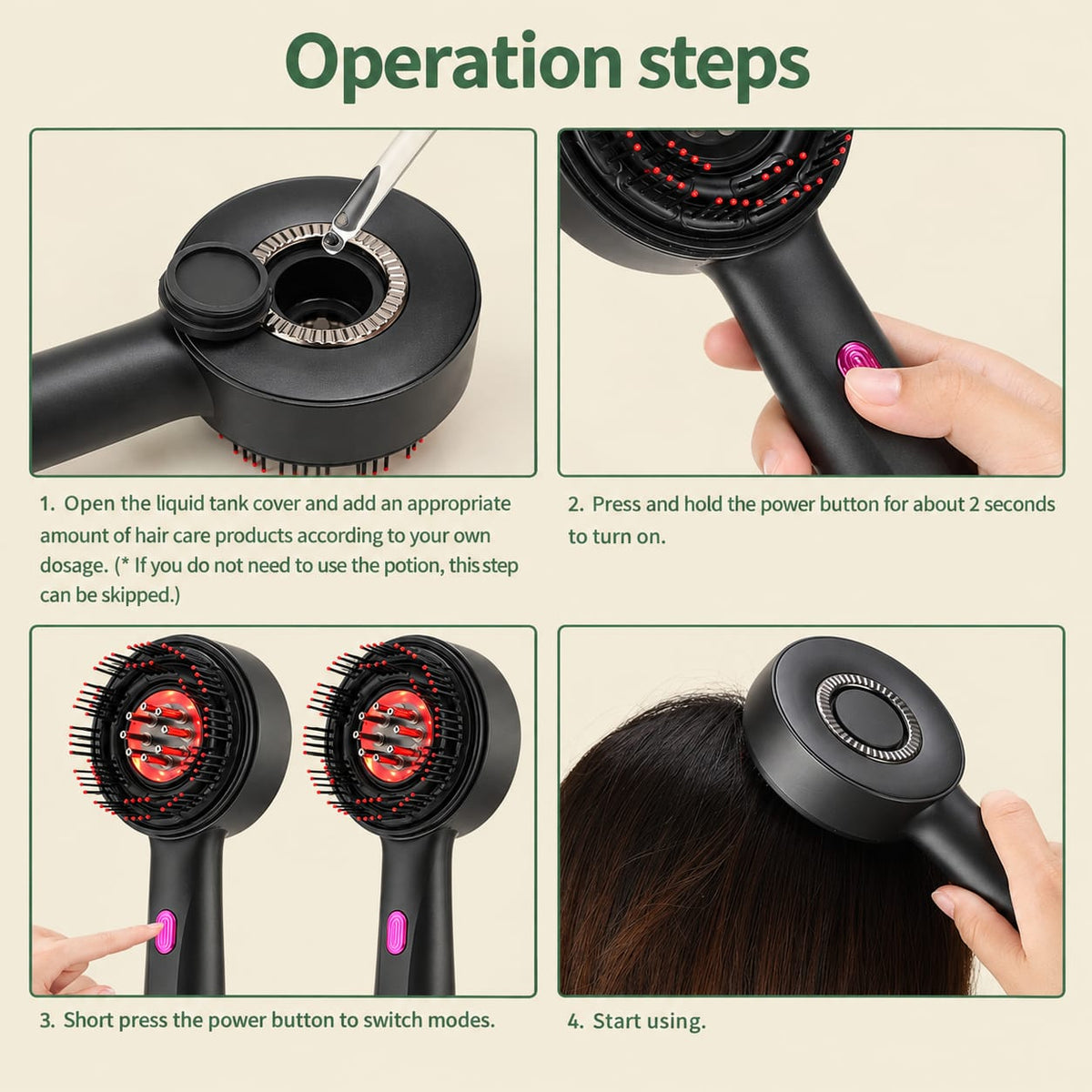 Laser Therapy Hair Growth Comb – Electric Scalp Massager & Hair Oil Applicator Waterproof